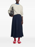 SANDRO pleated button-down midi skirt