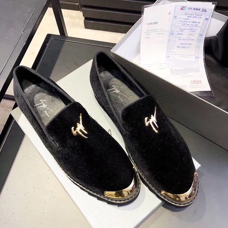 Giuseppe Zanotti Black Gold-Tone Loafers